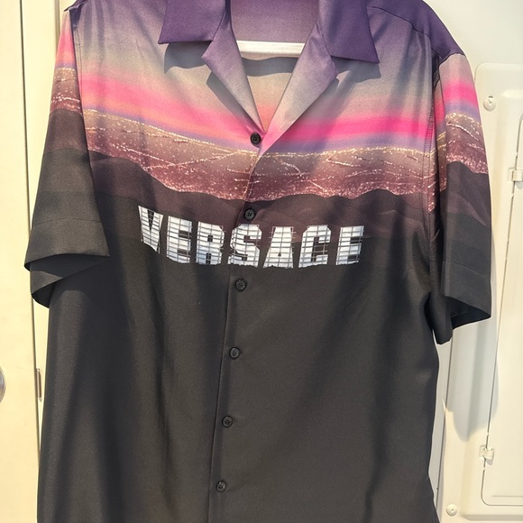 Versace Men's Silk Gradient Black and Pink Shirt - Picture 1 of 3